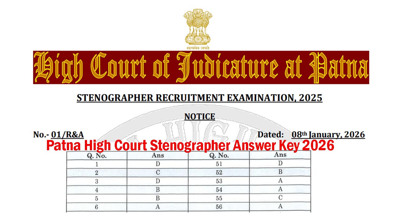 Patna High Court Stenographer Answer Key 2026