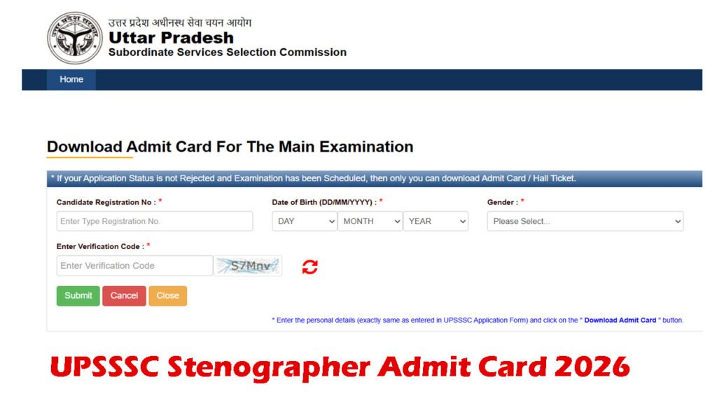 UPSSSC Stenographer Admit Card 2026